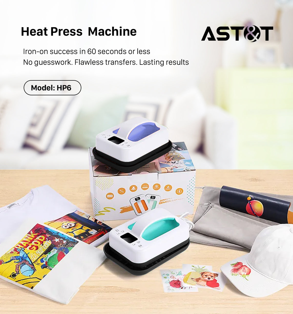 HP6 Smart Mini Heat Press 7"x4.8" | Portable Commercial-Grade Heat Press for Small Business &amp; Wholesale