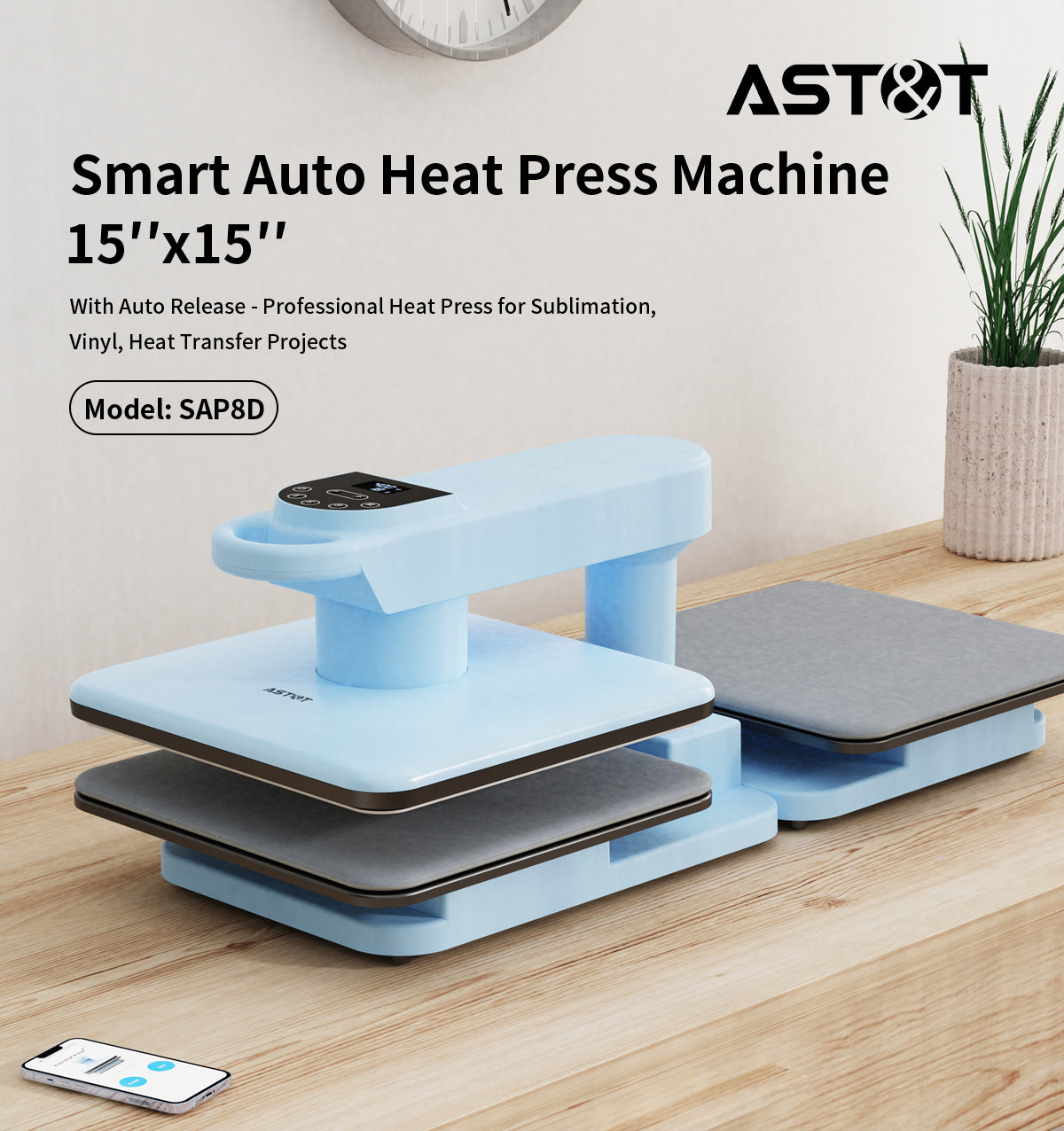 15"x15" Dual Station Automatic Heat Press Machine - Industrial Grade for Commercial Garment Production