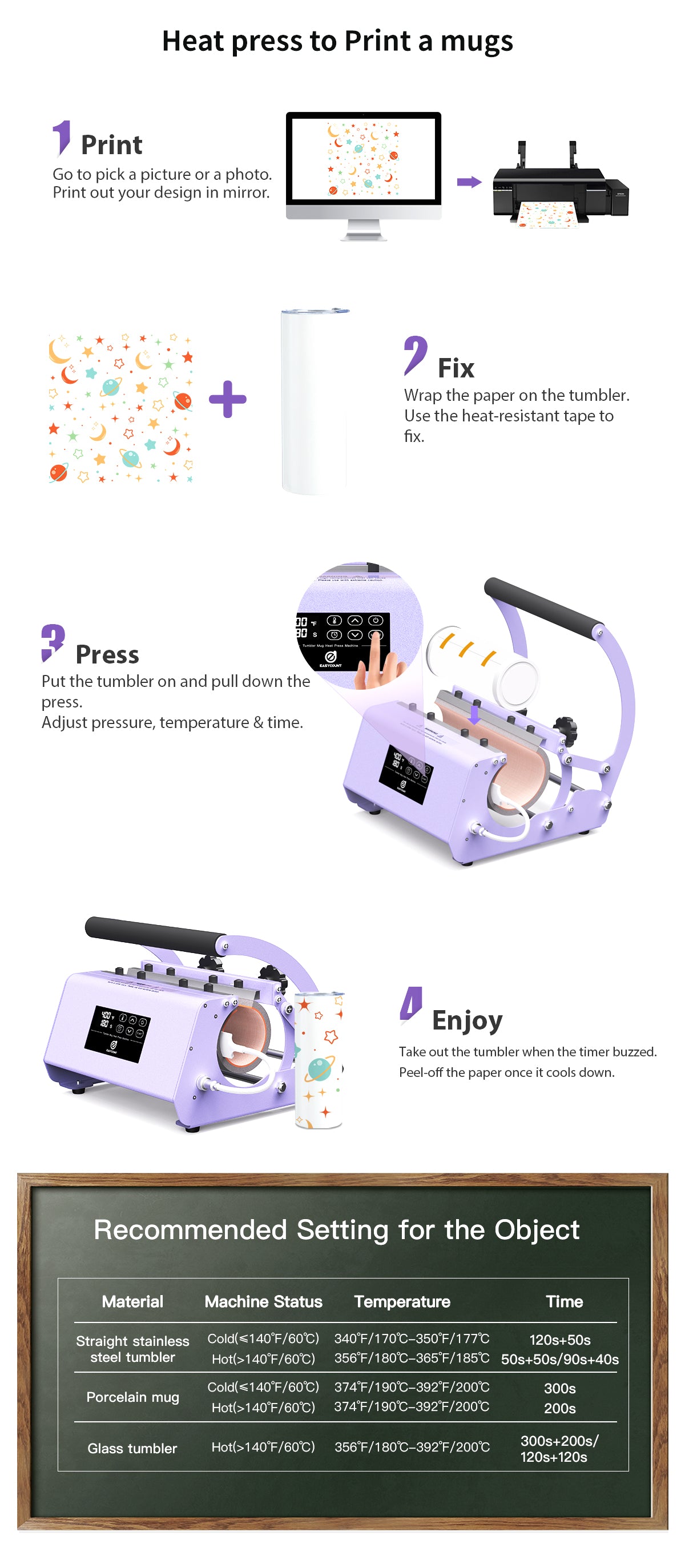 MPH2 Commercial Tumbler Heat Press - 11oz-30oz Universal Sublimation Machine for Custom Drinkware