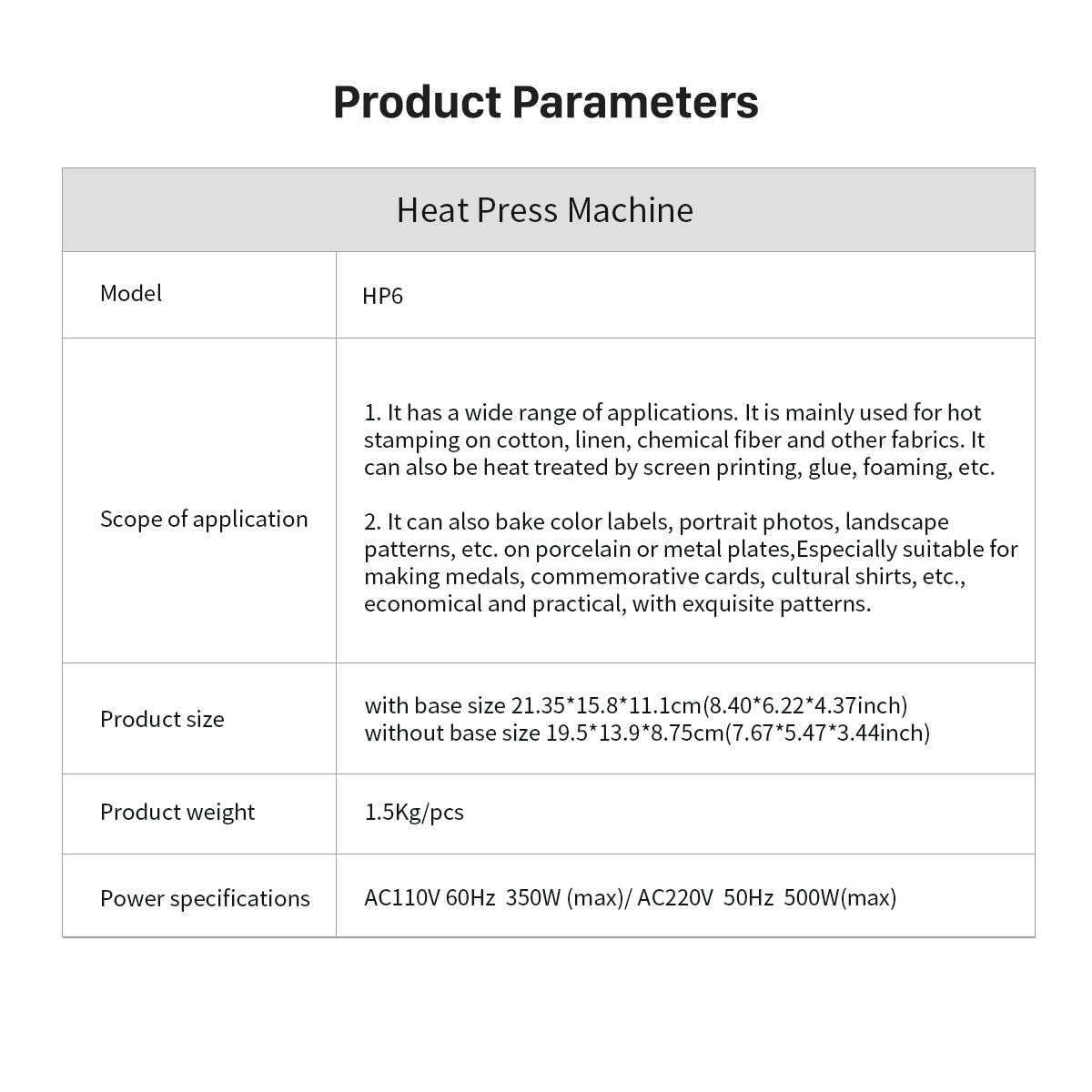HP6 Smart Mini Heat Press 7"x4.8" | Portable Commercial-Grade Heat Press for Small Business &amp; Wholesale