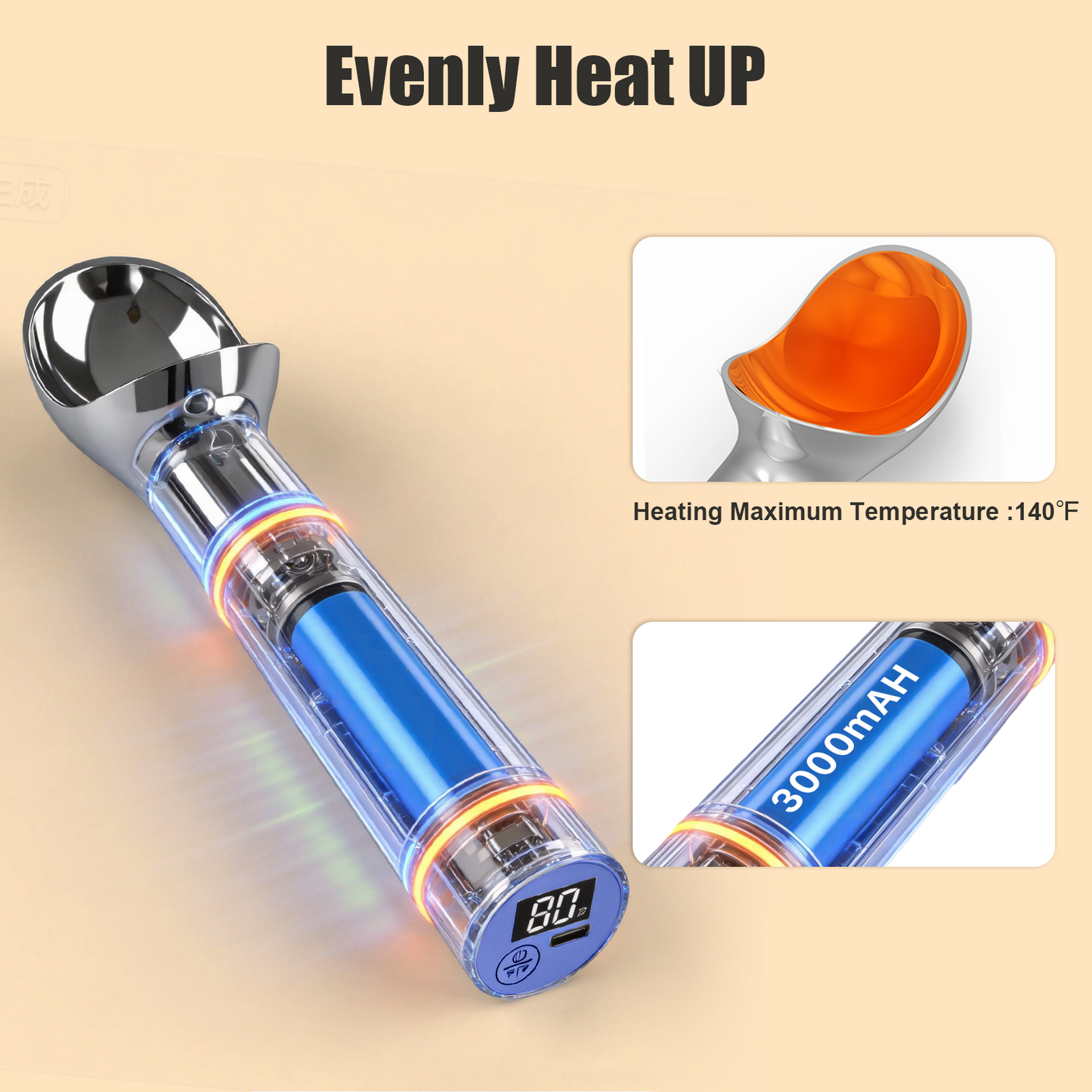 Professional Thermostatic Heated Ice Cream Scoop – Effortless Ice Cream Serving