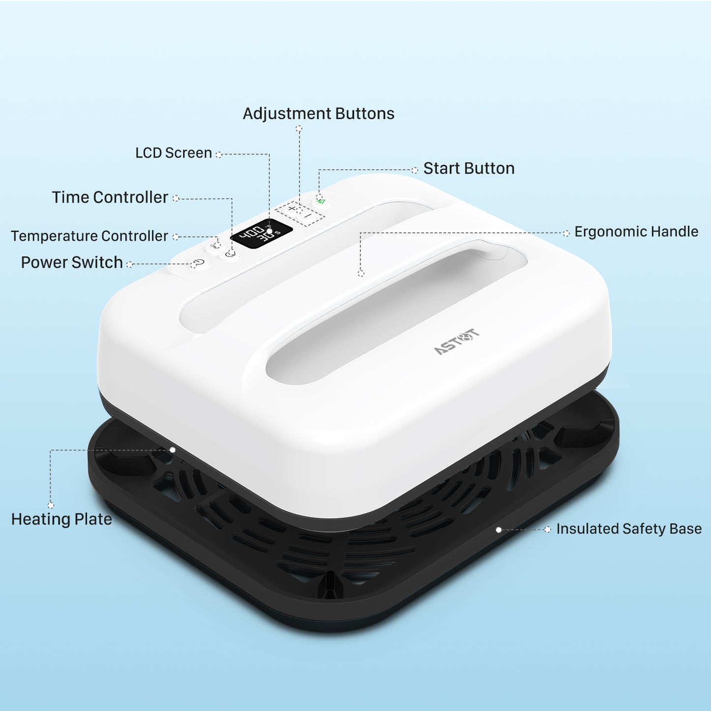 Hestia Tech HP5 12" x 10" Professional Portable Heat Press Machine for T-Shirts & Sublimation - 110V/220V Wholesale