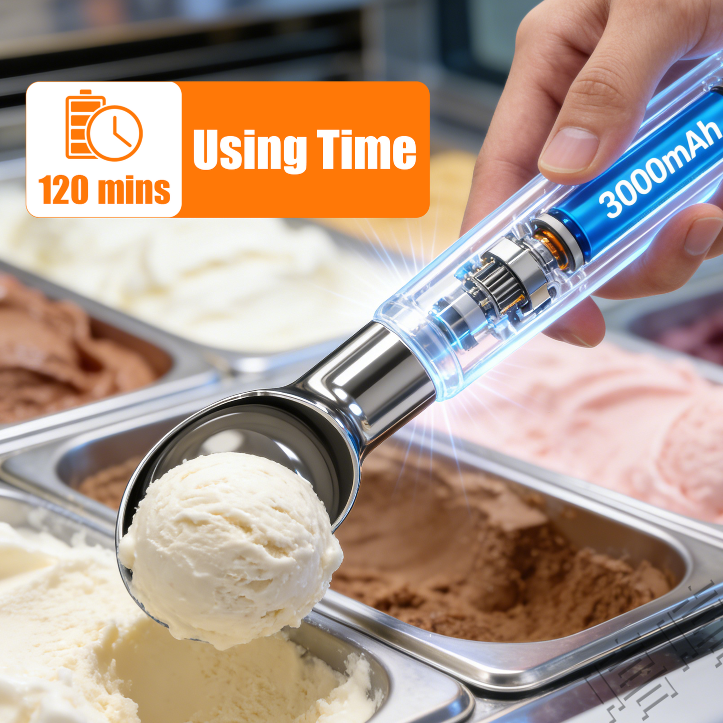 Professional Thermostatic Heated Ice Cream Scoop – Effortless Ice Cream Serving
