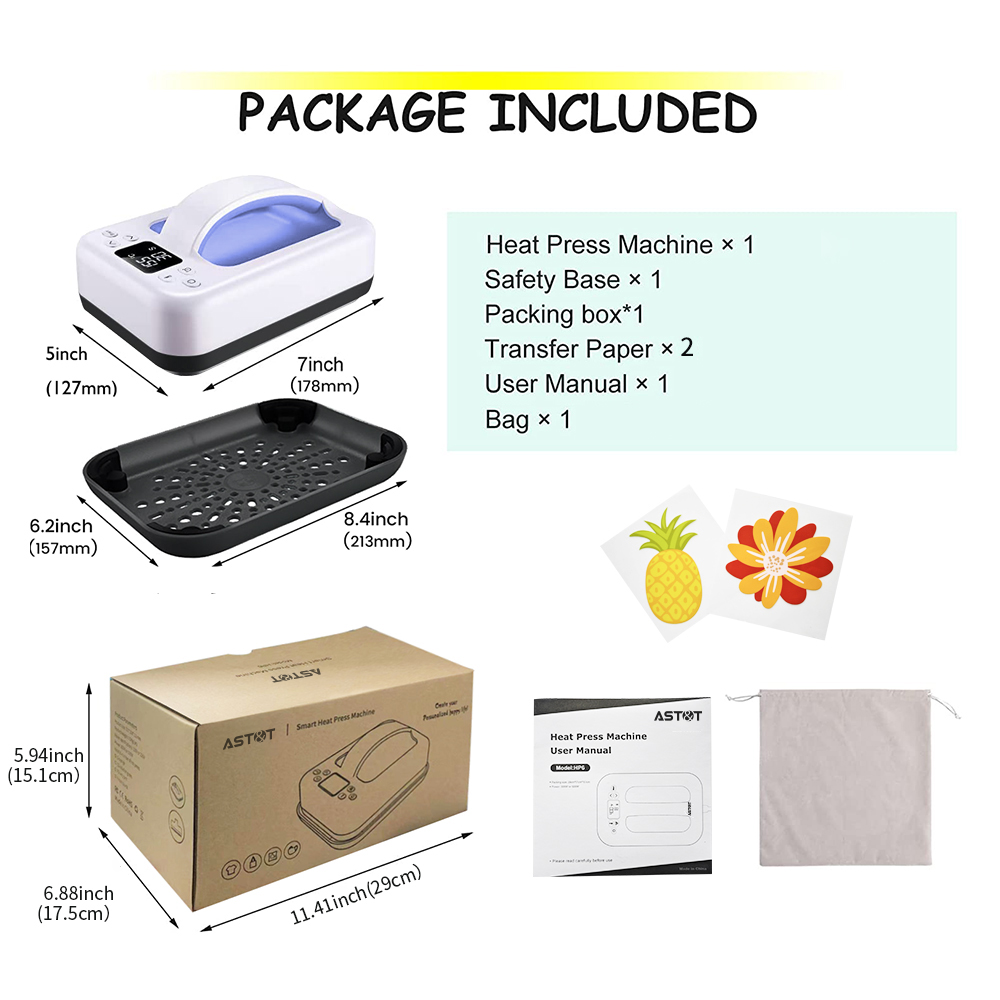 HP6 Smart Mini Heat Press 7"x4.8" | Portable Commercial-Grade Heat Press for Small Business &amp; Wholesale