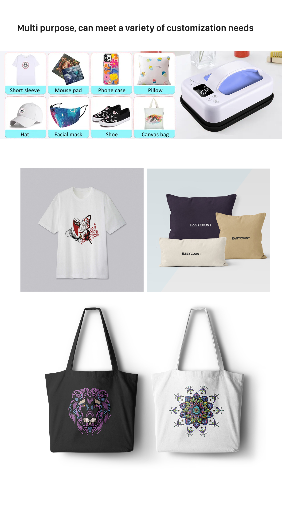 HP6 Smart Mini Heat Press 7"x4.8" | Portable Commercial-Grade Heat Press for Small Business &amp; Wholesale