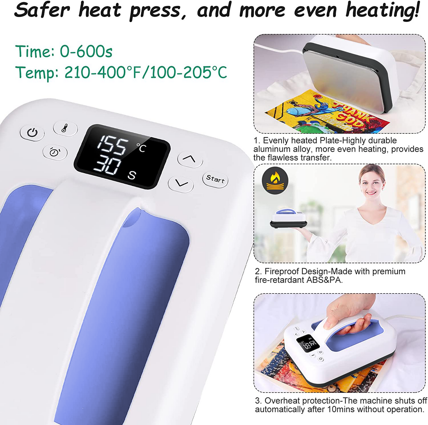 HP6 Smart Mini Heat Press 7"x4.8" | Portable Commercial-Grade Heat Press for Small Business &amp; Wholesale