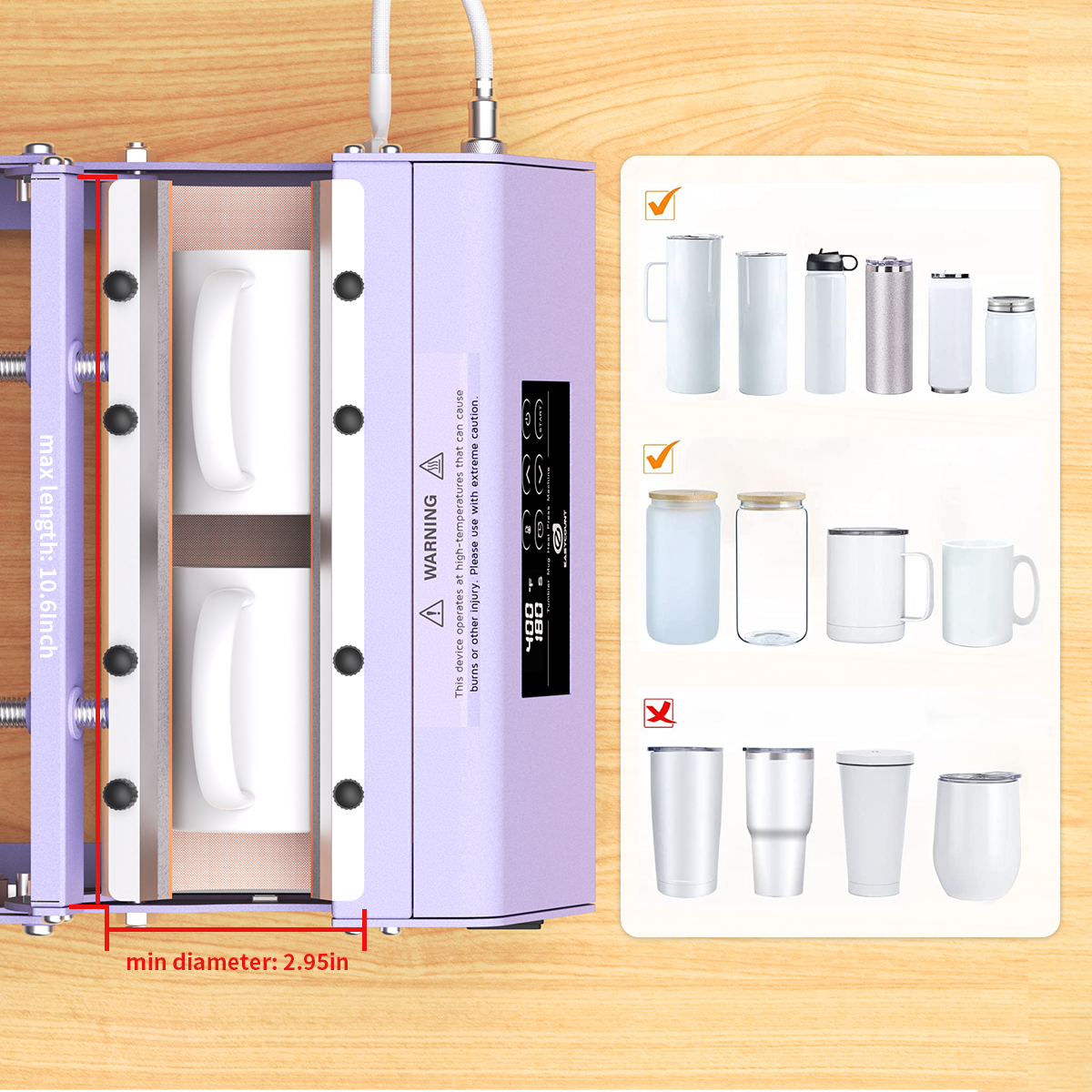 MPH2 Commercial Tumbler Heat Press - 11oz-30oz Universal Sublimation Machine for Custom Drinkware
