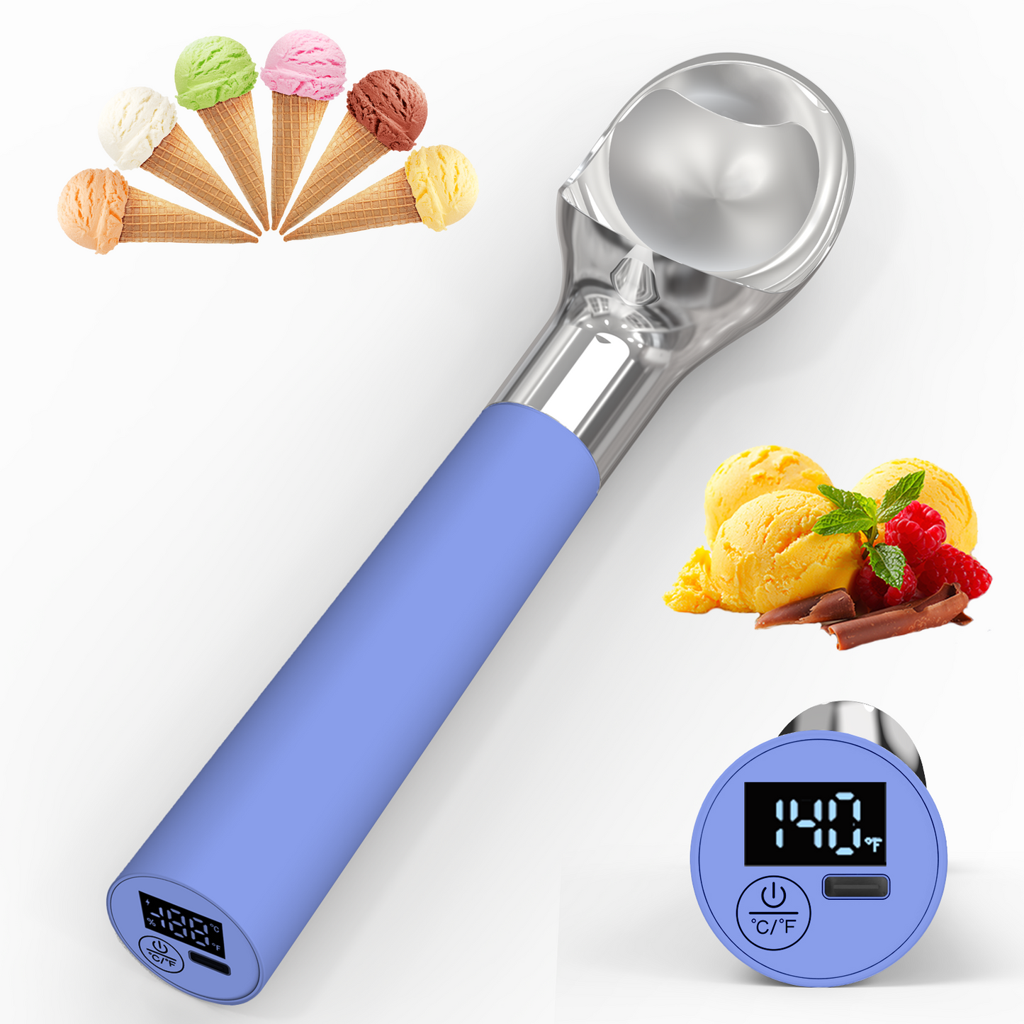 Professional Thermostatic Heated Ice Cream Scoop – Effortless Ice Cream Serving