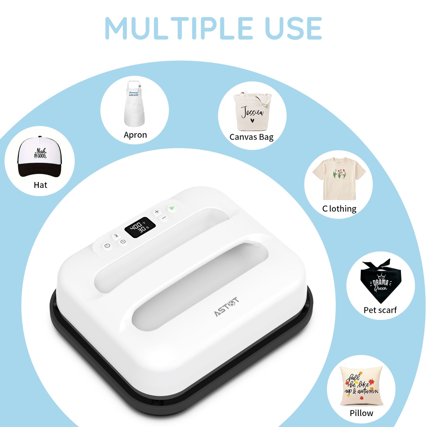 Hestia Tech HP5 12" x 10" Professional Portable Heat Press Machine for T-Shirts & Sublimation - 110V/220V Wholesale