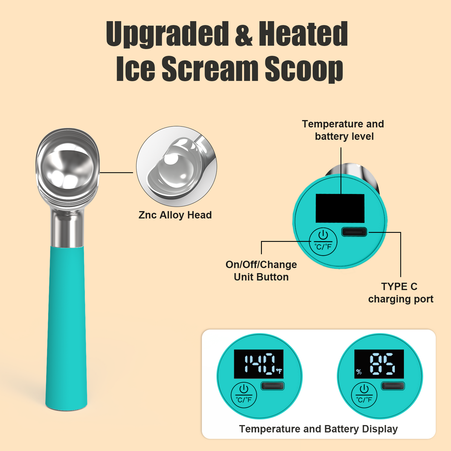 10.01 Commercial Thermostatic Heated Ice Cream Scoop